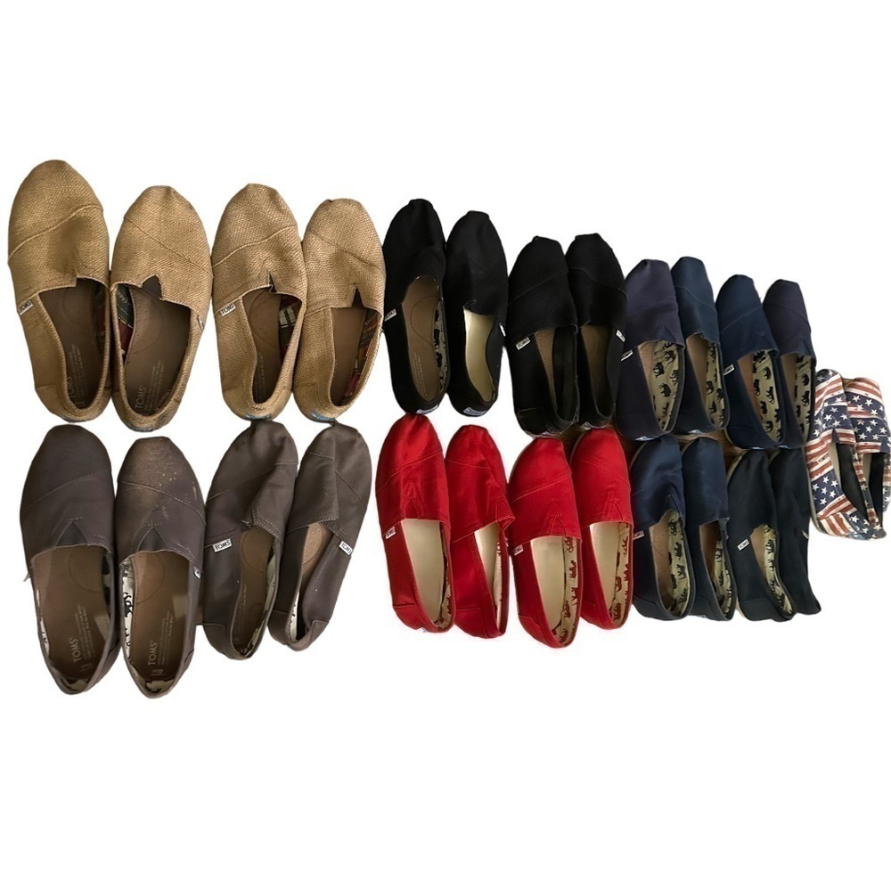 Tom’s slip on shoes. 13 pairs as a bundle. All men’s size 10. Various conditions